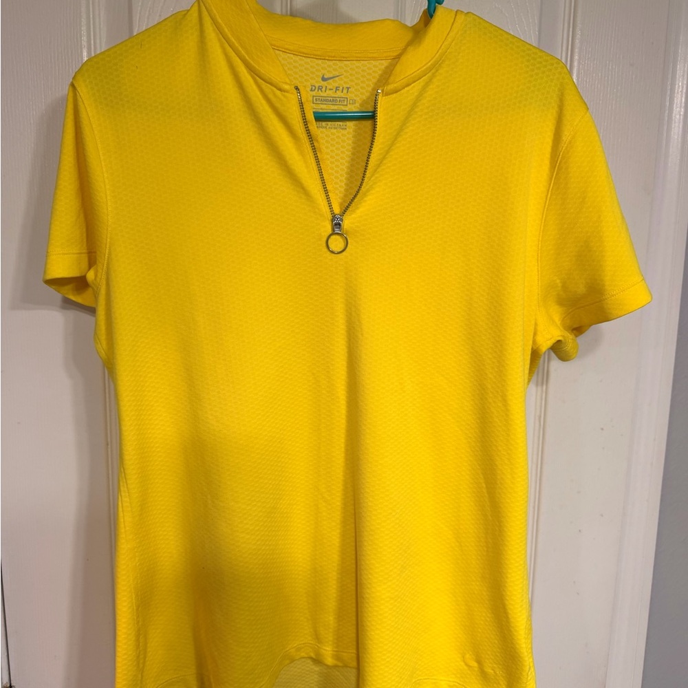 Nike Women's Dri-FIT Yellow Zip Tee